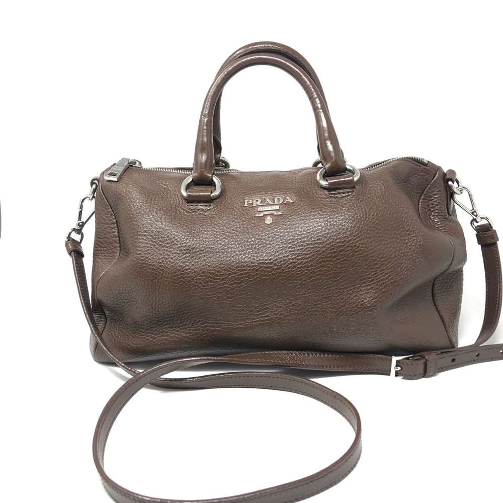 PRADA BROWN LEATHER BAG WITH ADJUSTABLE ST…